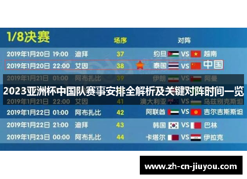 2023亚洲杯中国队赛事安排全解析及关键对阵时间一览 2023亚洲杯中国队赛事安排全解析及关键对阵时间一览